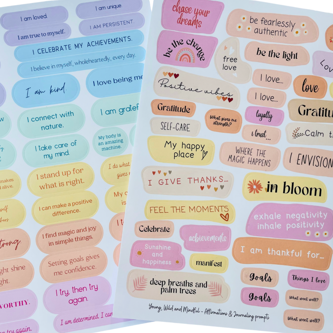 teen self-love affirmations and journaling prompts up close