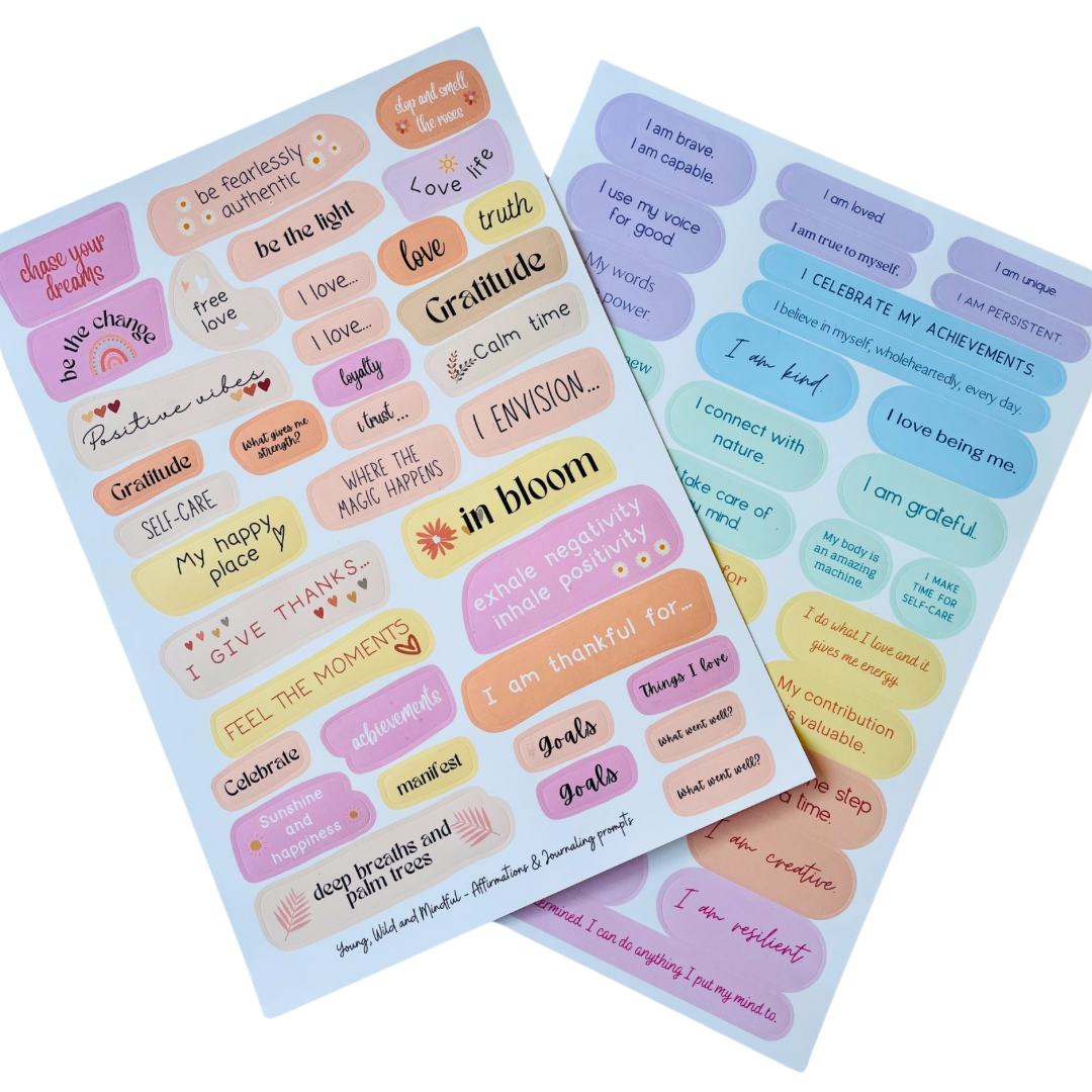 teen self-love affirmations and journaling prompts overlapping