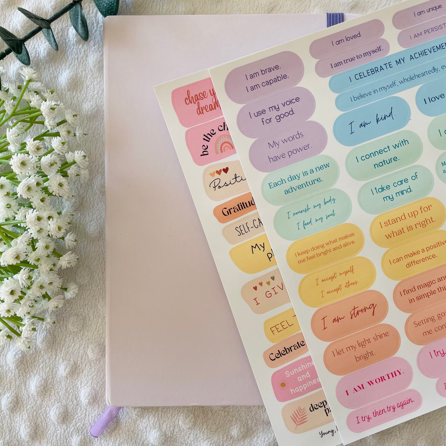 Pastel notebook & self-love sticker duo