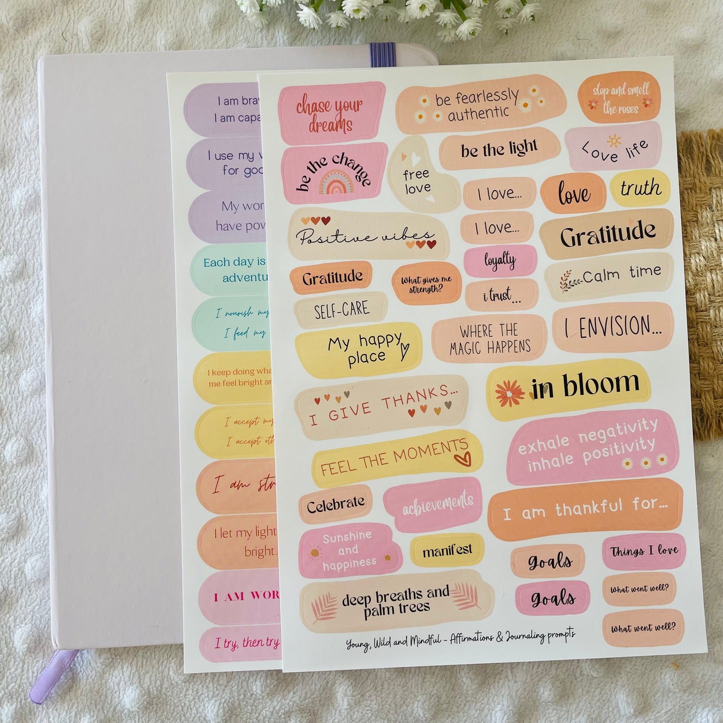 Pastel notebook & self-love sticker duo