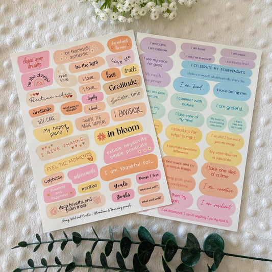 Self-love Stickers: Affirmations & Journaling Prompts